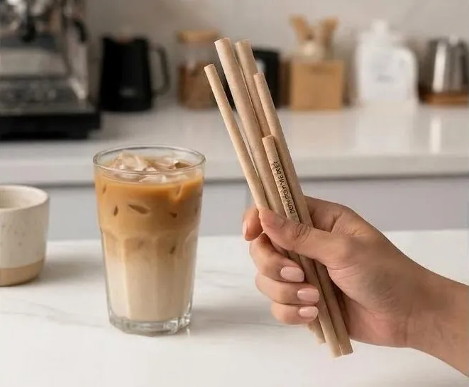 Cocopac Brew coffee ground and rice husk straws